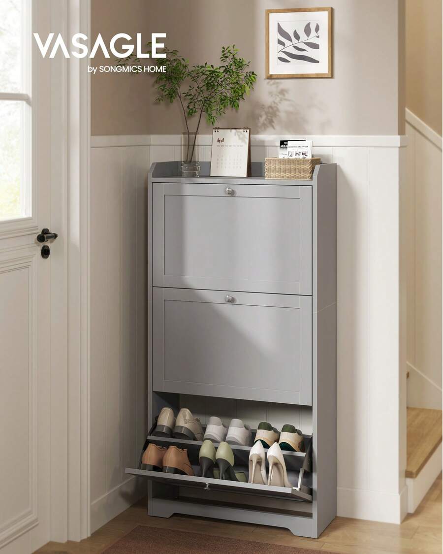 Storage - Shoe Cabinet With 3 Flip Drawers,