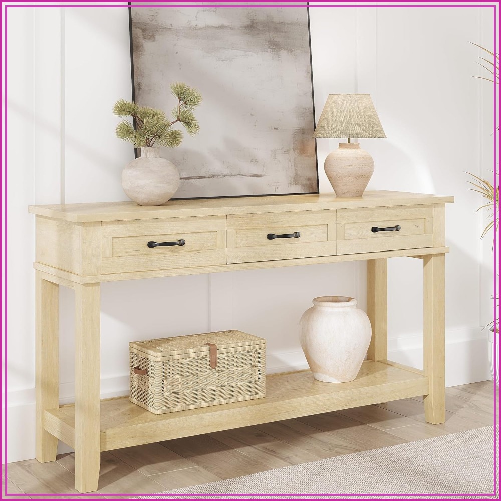 Tables - 3 Drawer Entryway Table Farmhouse Wooden