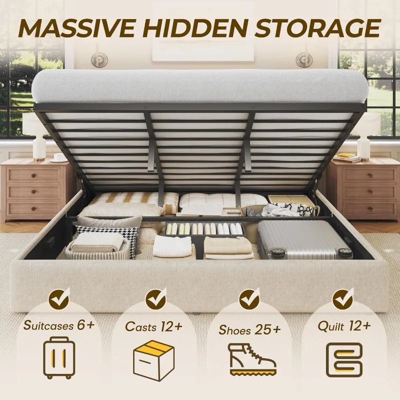 HISOFT King Size Lift Up Stora - Gas Lift Storage Bed Hydraulic recension och pris