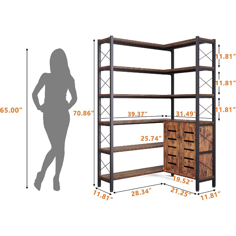 6-Shelf Corner Bookshelf for L - Storage recension och pris