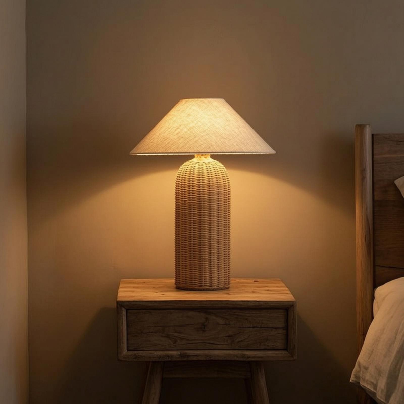 Bedside Lamp Rattan Base Fabri - Bedroom Furniture recension och pris