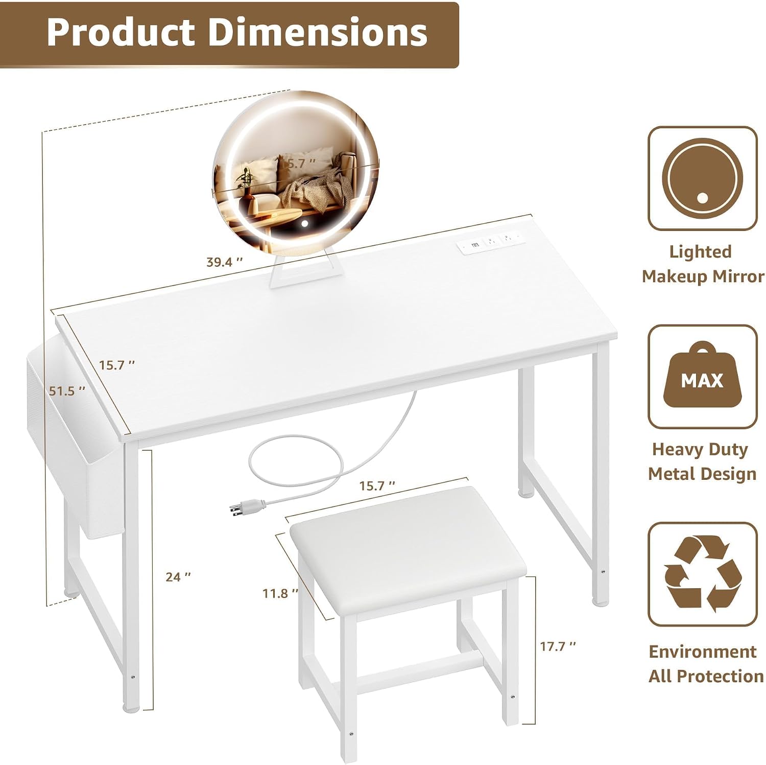 Cheap Makeup Girls Vanity Set  - Dressing Table Vanity With Lighted Mirror recension och pris