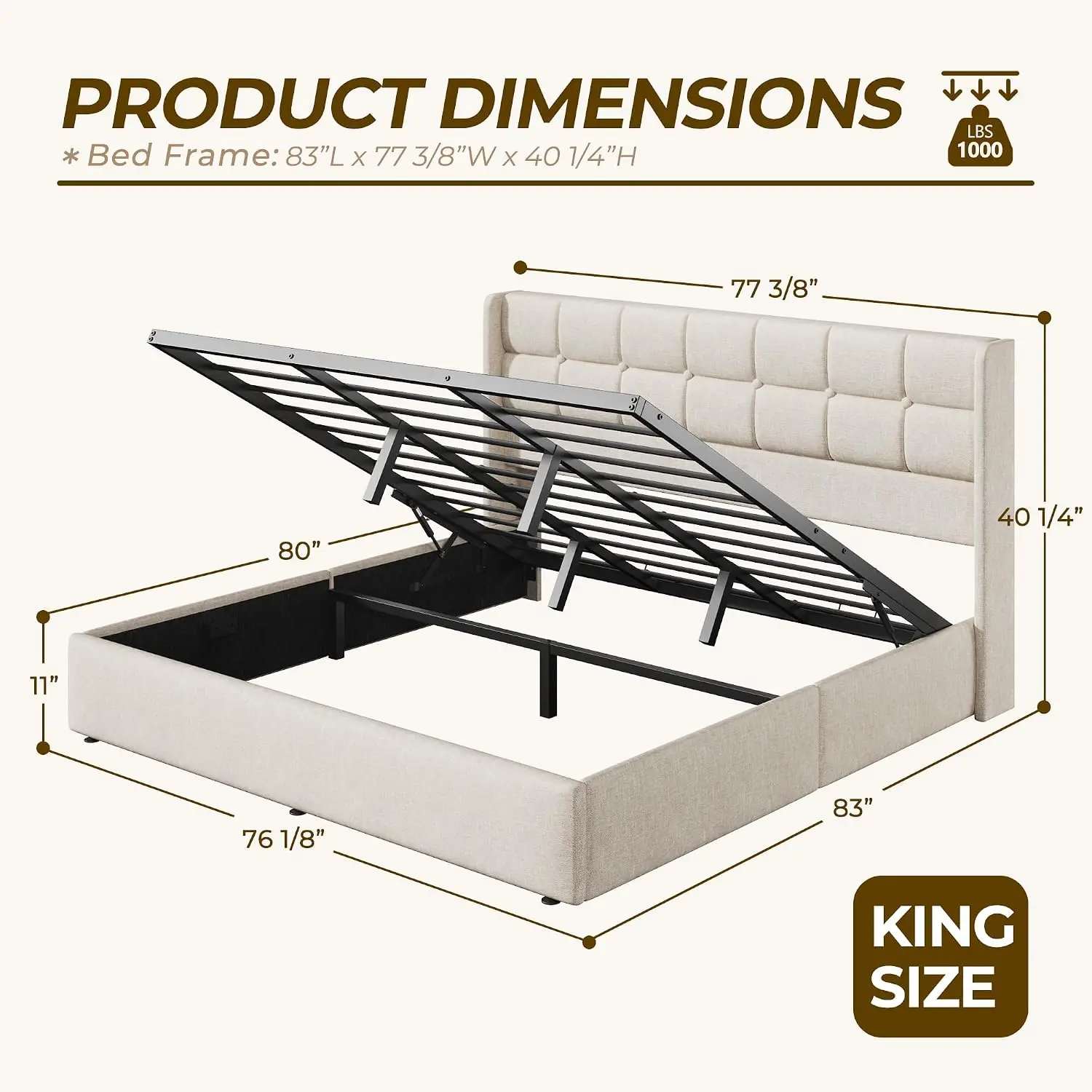 King Size Lift Up Storage Bed  - Gas Lift Storage Bed Hydraulic recension och pris