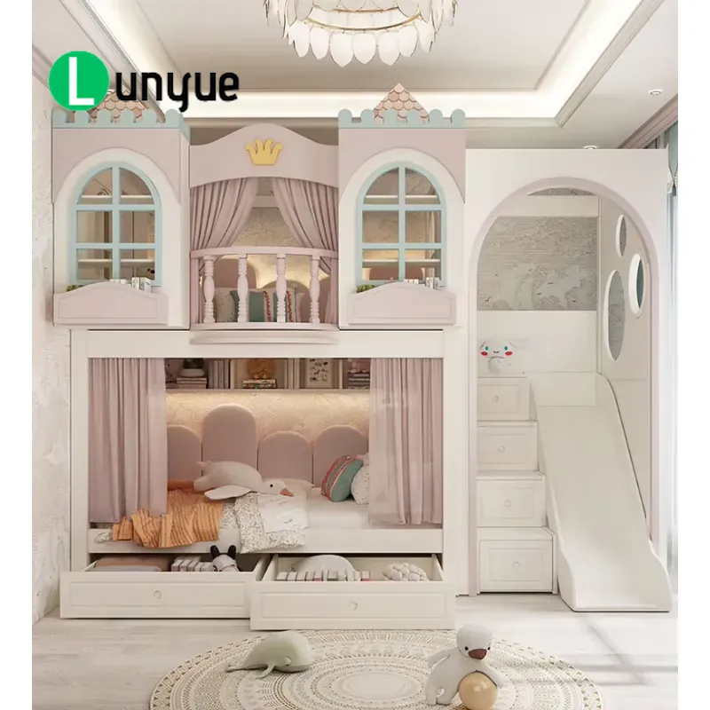 Custom Princess House Bunk Bed - Bunk Bed With Stairs And Slide recension och pris
