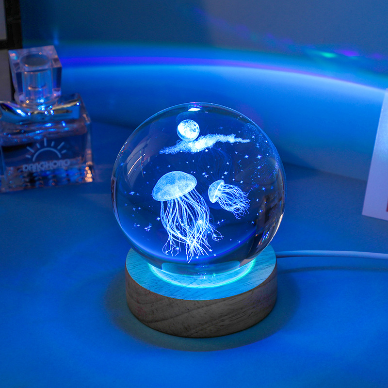 3D Jellyfish Laser engraved cr - Floating Nightstand With Led Light recension och pris