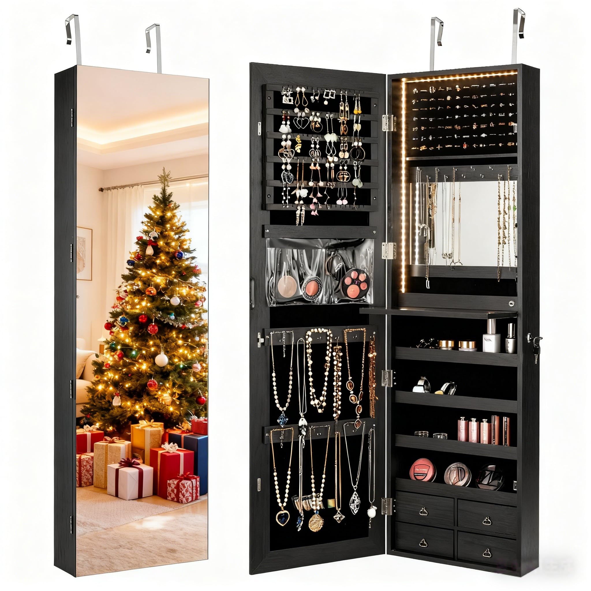 47” LED Jewelry Armoire, Door/ - Full Length Mirror Jewelry Armoire recension och pris