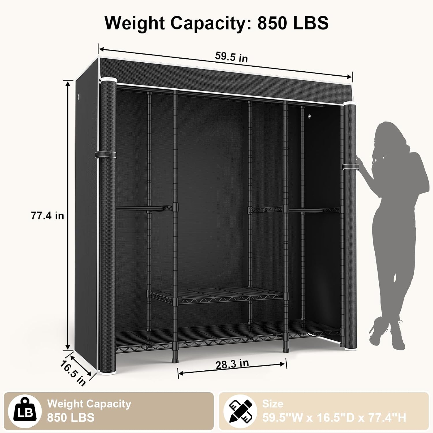 E3C Heavy Duty Portable Closet - Wardrobe Closet Portable Fabric Cover recension och pris