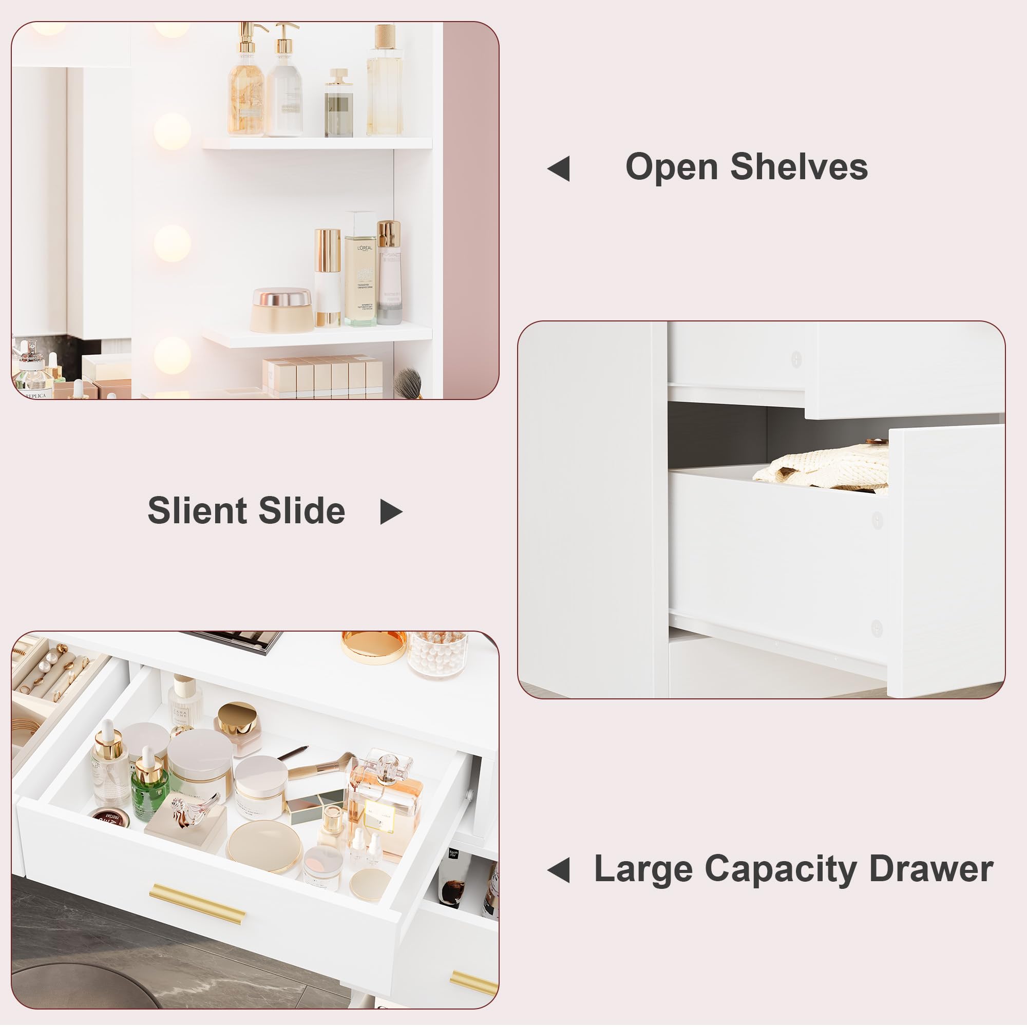 61in Vanity Desk with Mirror & - Dressing Table Vanity With Lighted Mirror recension och pris