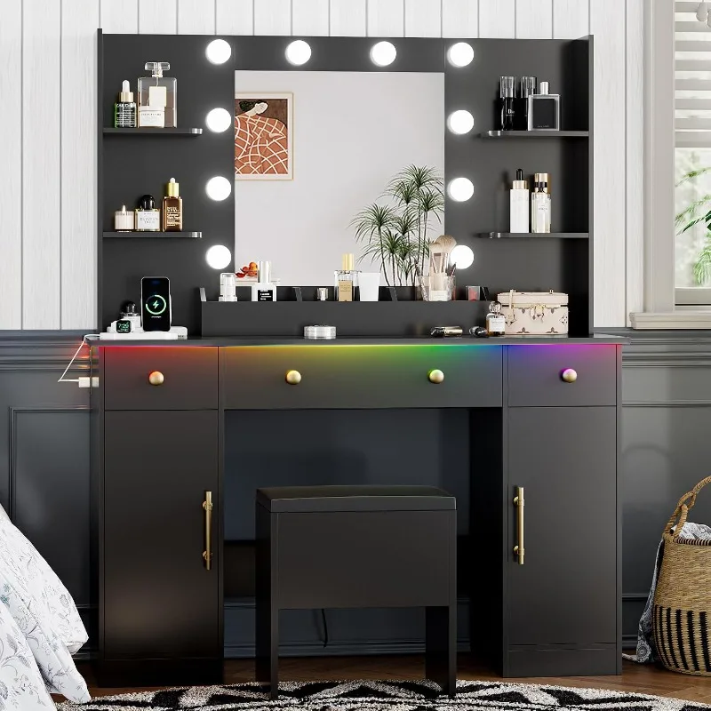 Xixini Vanity Desk with Mirror - Dressing Table Vanity With Lighted Mirror recension och pris