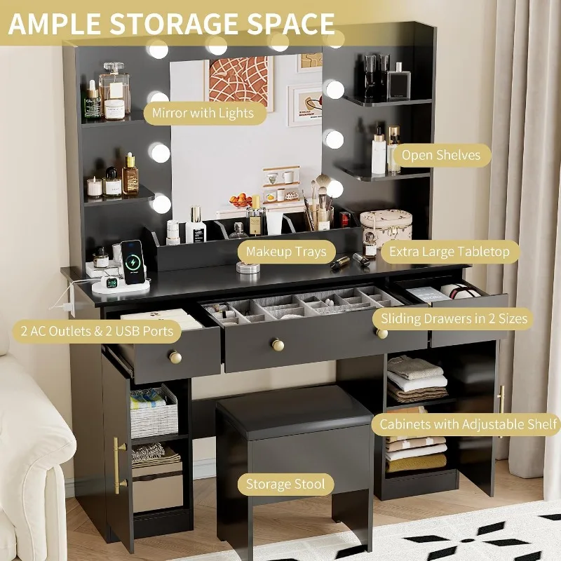 Xixini Vanity Desk with Mirror - Dressing Table Vanity With Lighted Mirror recension och pris
