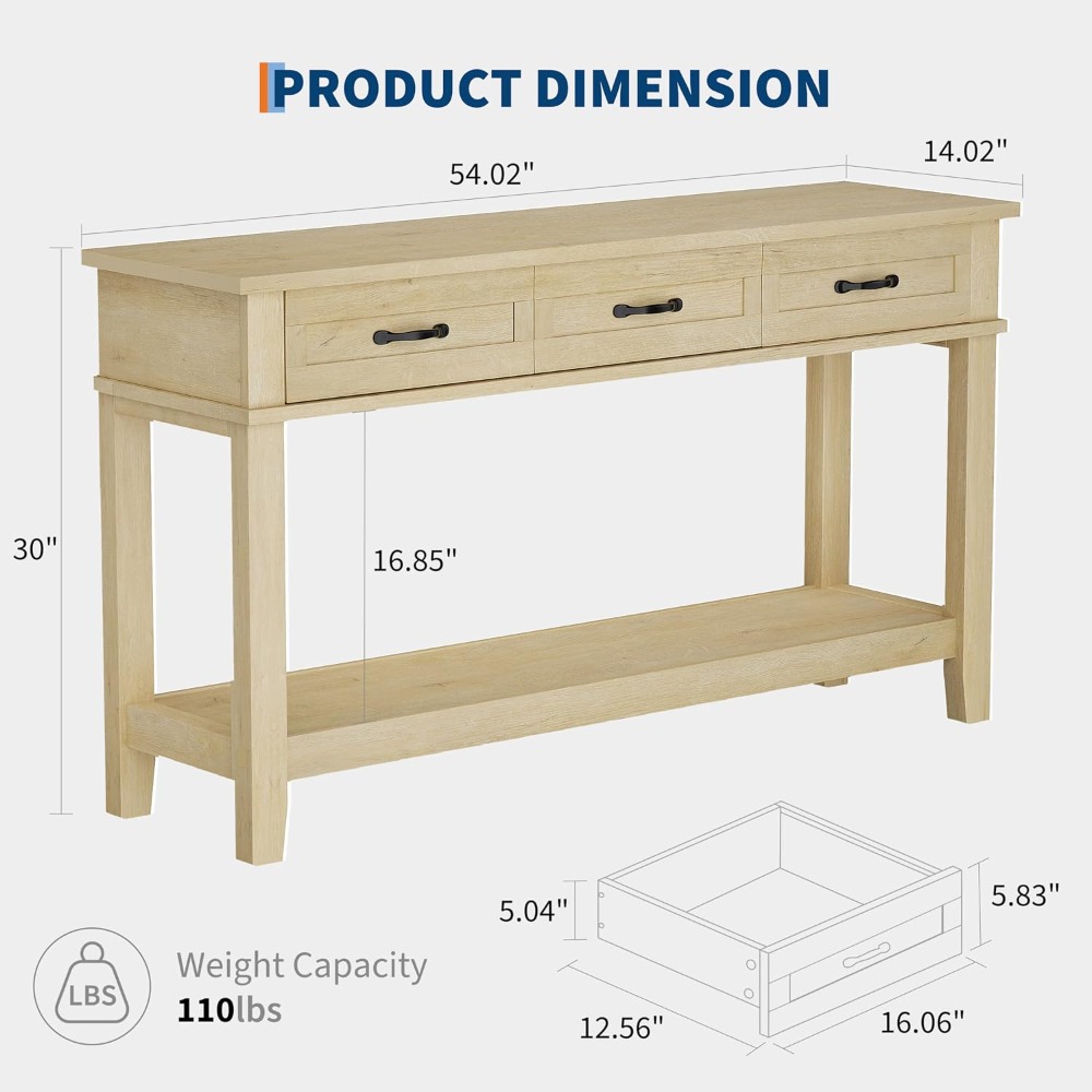 3 Drawer Entryway Table Farmho - Tables recension och pris